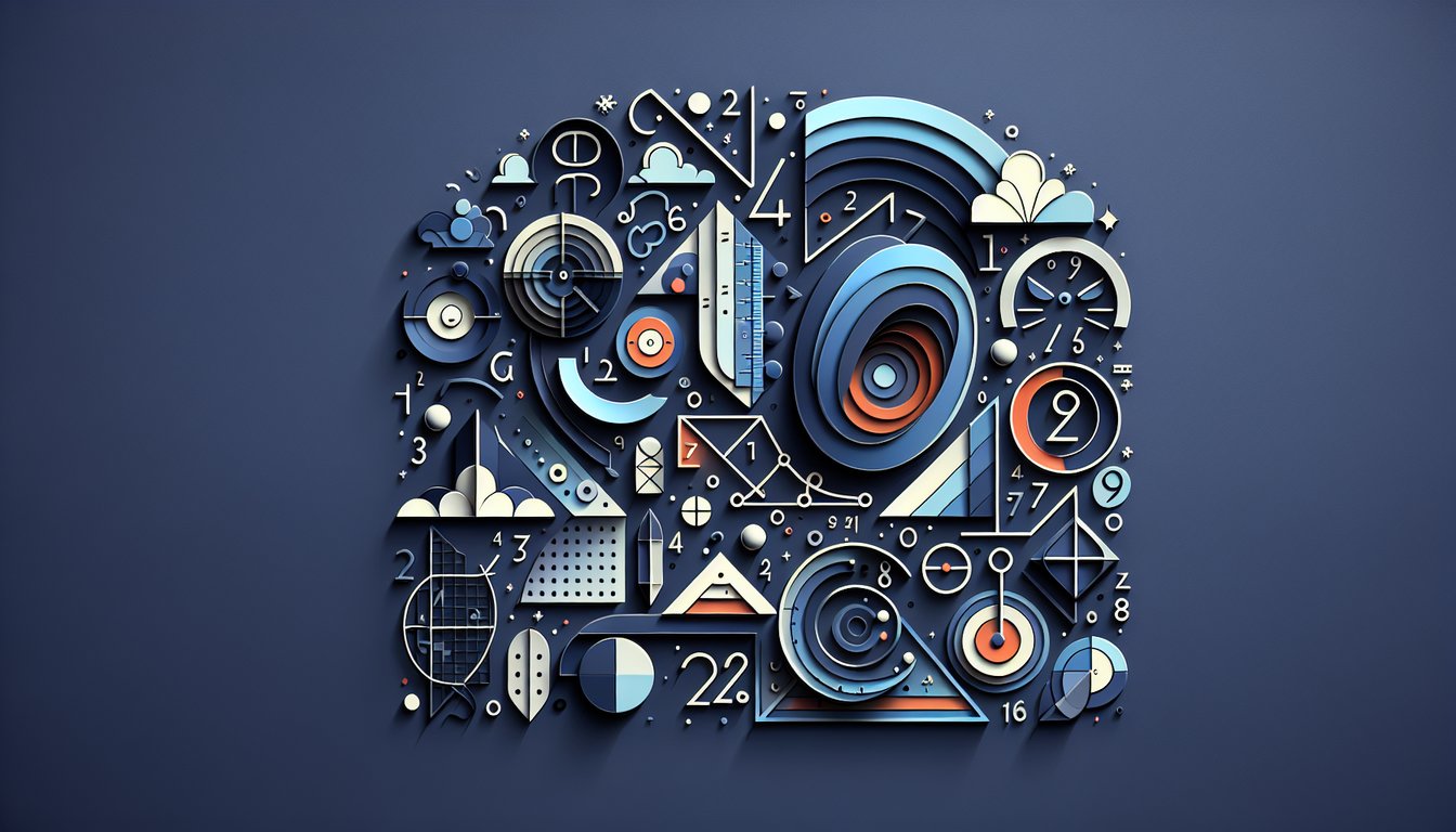 Paper art scene with pencils rulers math symbols and numbers on dark blue background for free math diagnostic quiz
