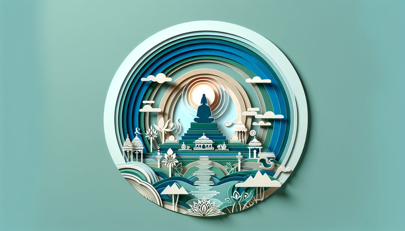 paper art illustration for Amy Adams trivia quiz with film reels faith symbol and question marks on teal background