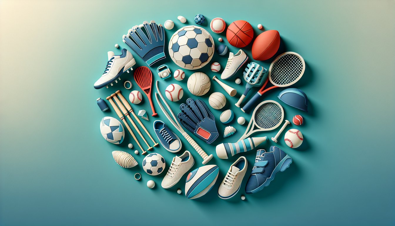 Paper art sports trivia quiz with ball icons, question marks on teal background for 12 free questions