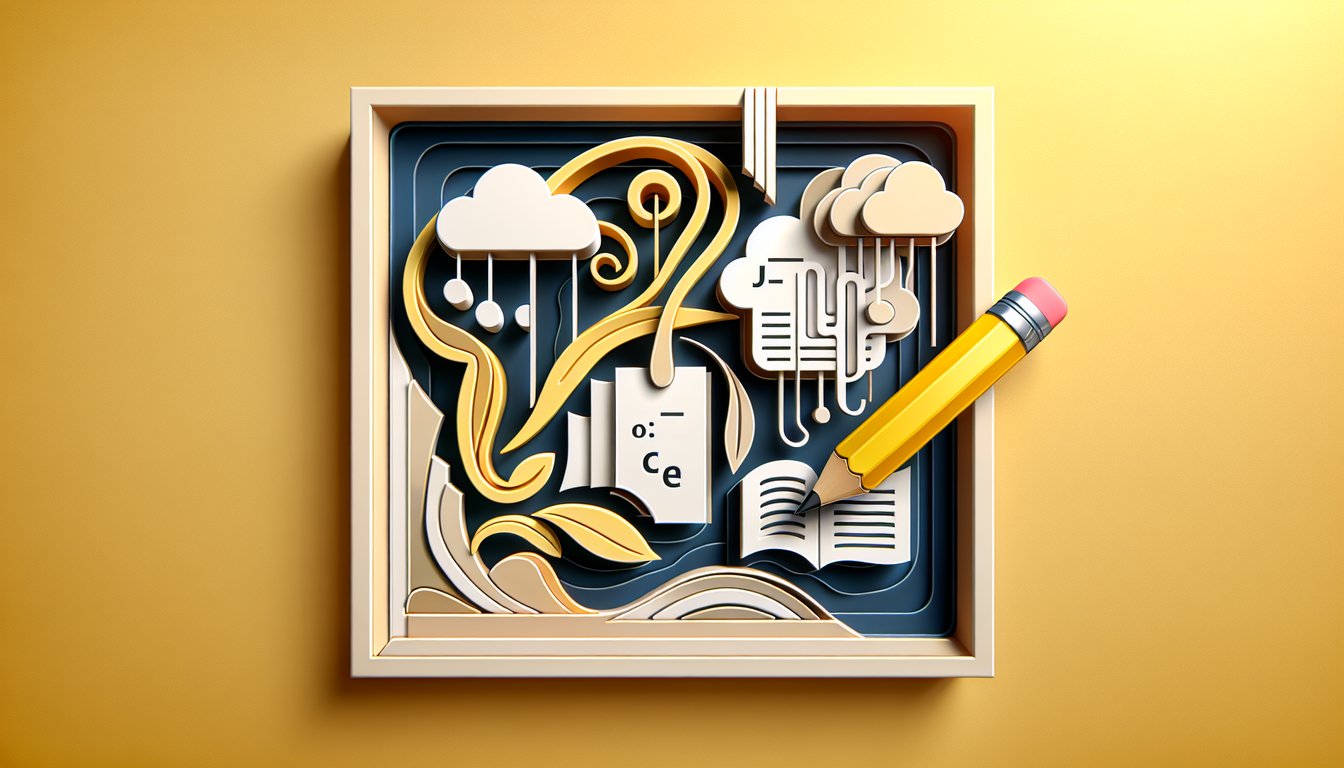 Paper art quiz graphic on golden yellow background illustrating compound subject and predicate concepts