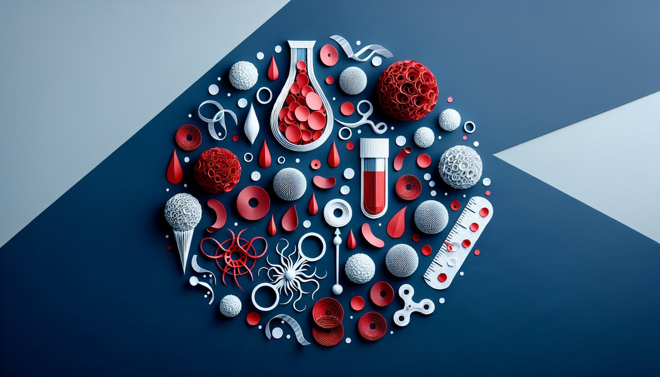 Paper art depicting a quiz on Anatomy  Physiology Blood Components Knowledge Test
