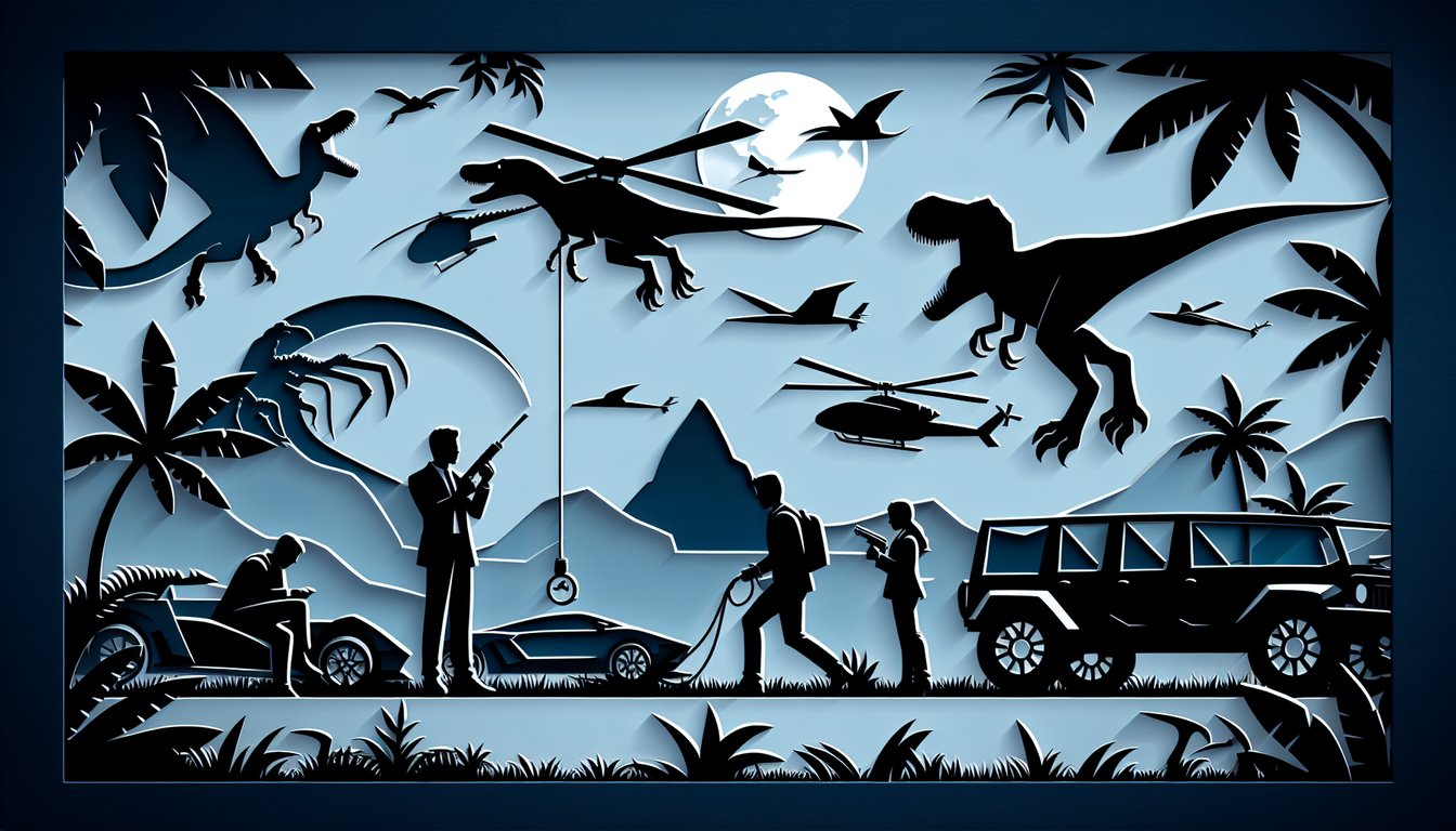 Colorful paper art dinosaurs, quiz prompt on dark blue background inviting users to find their ideal Jurassic date