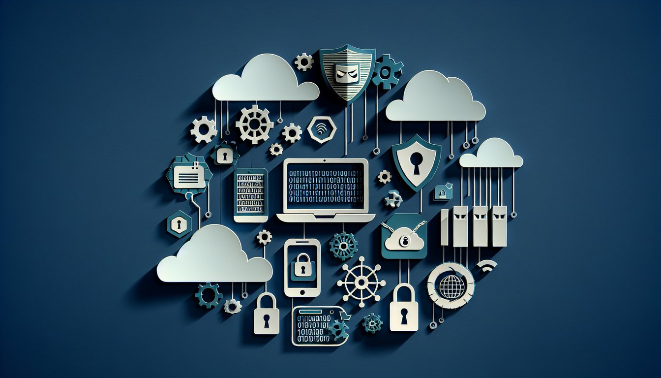 Paper art illustration promoting a free cyber security quiz on a dark blue background