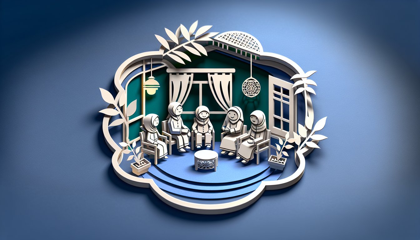 Paper art illustration for The Waltons quiz on a dark blue background