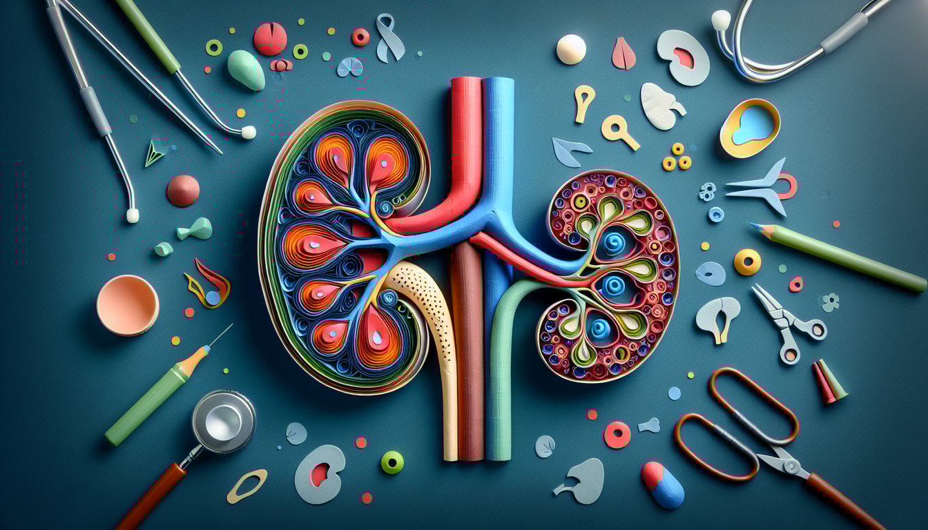 Paper art depicting a kidney for a trivia quiz aimed at high school and college students.