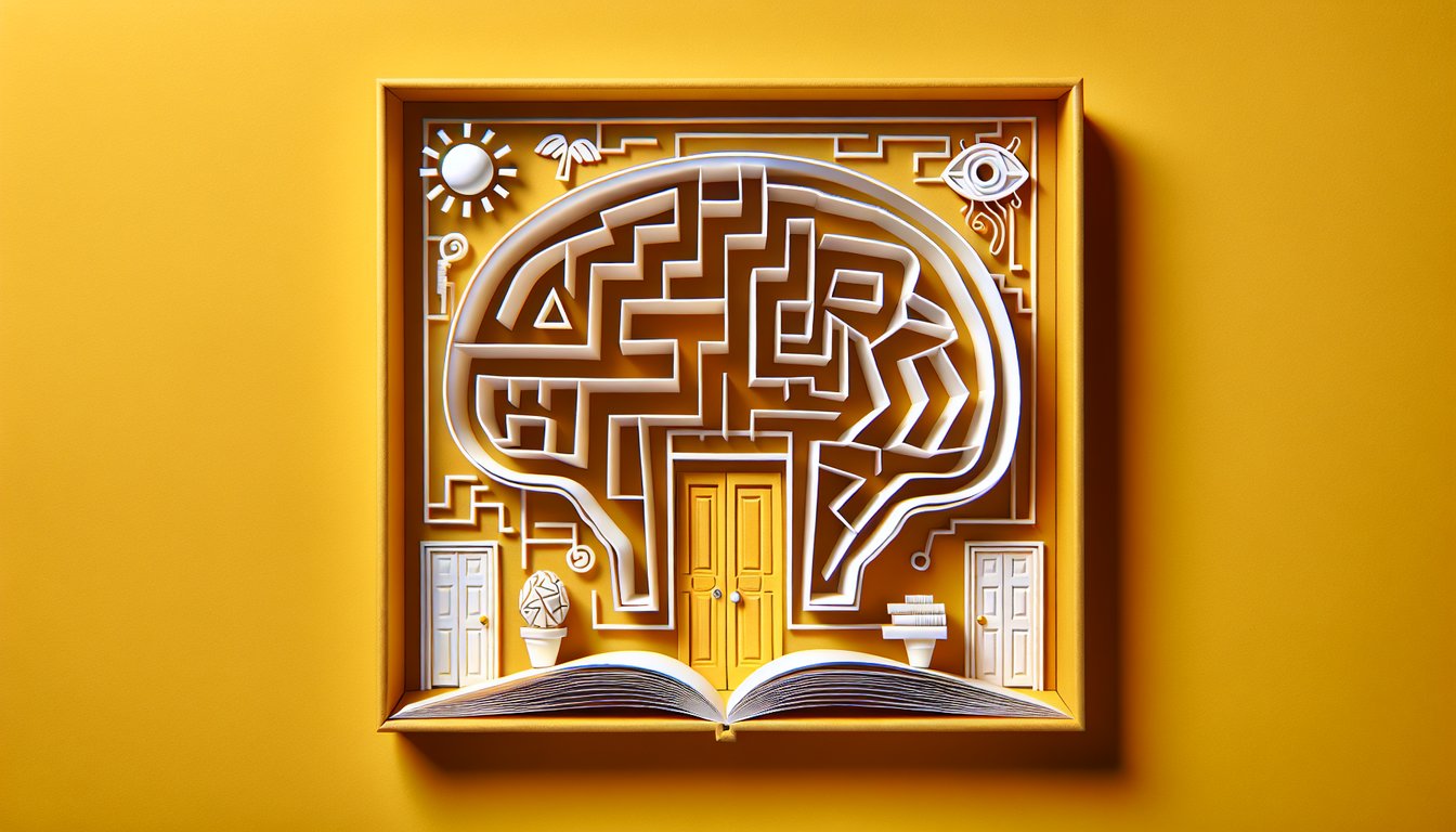 Paper art illustration for Am I Crazy quiz on a golden yellow background.