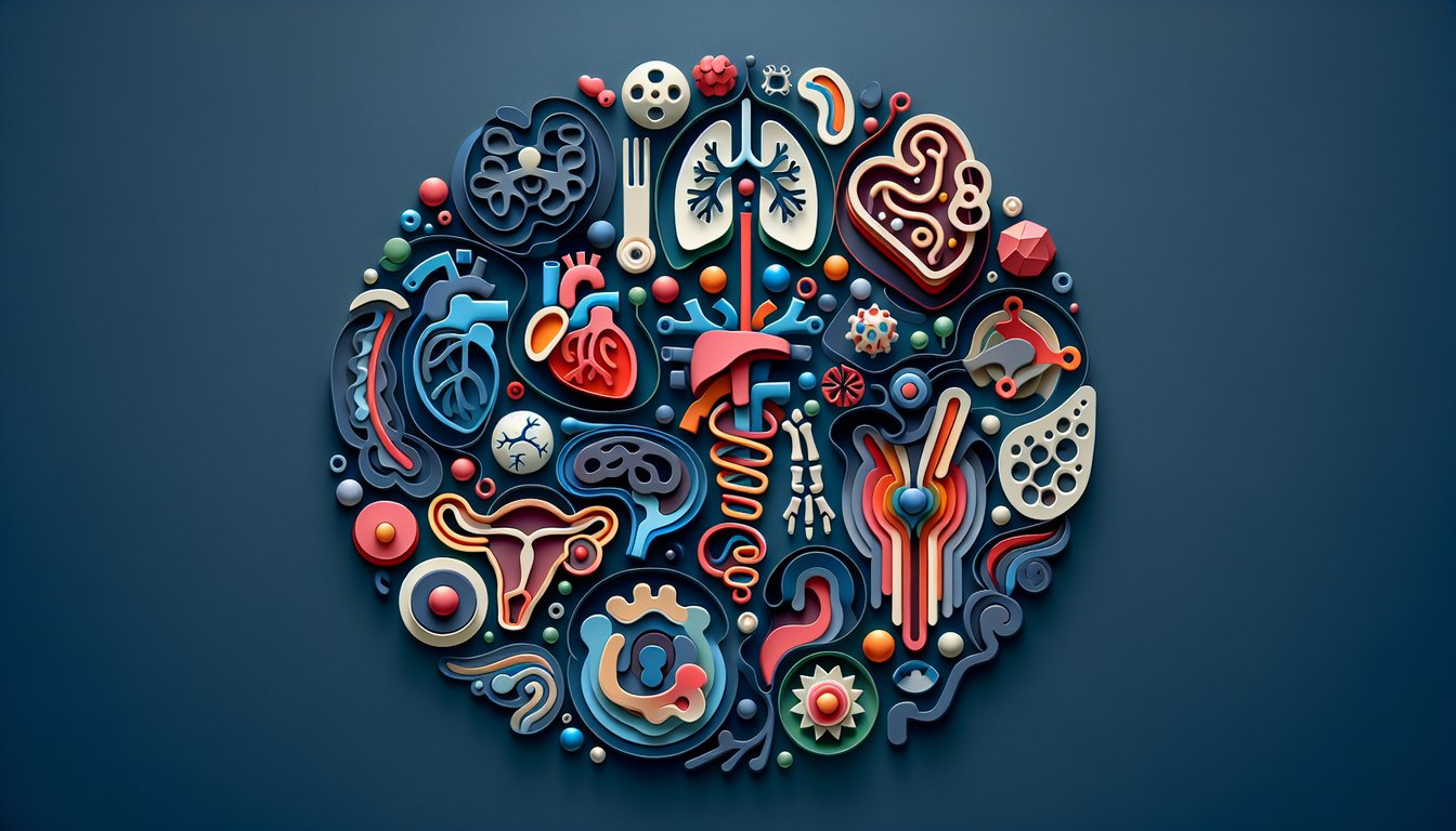 Paper art illustration for Anatomy and Physiology Chapter 2 quiz on dark blue background