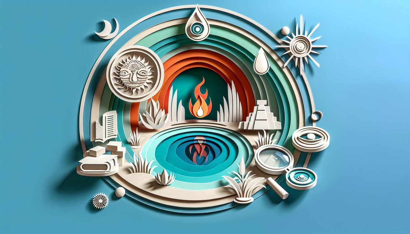 Paper art illustration for online anger test, uncovering triggers and gaining insights on teal background.
