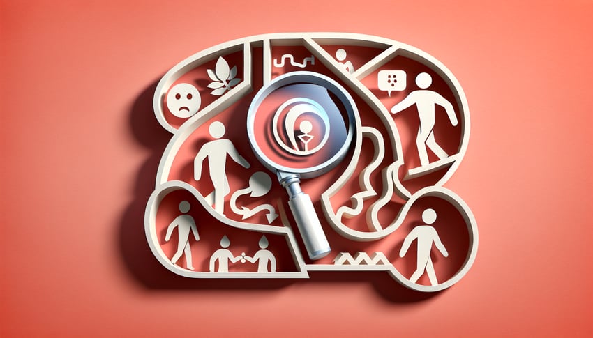 Paper art illustration for a hate test quiz on a coral background