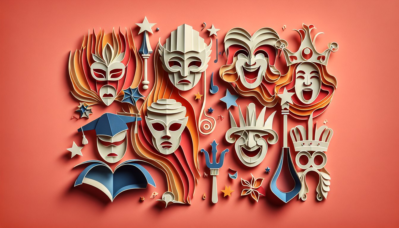 Paper cut quiz illustration on coral background with film reel and quiz prompt to find your Abigail movie character match