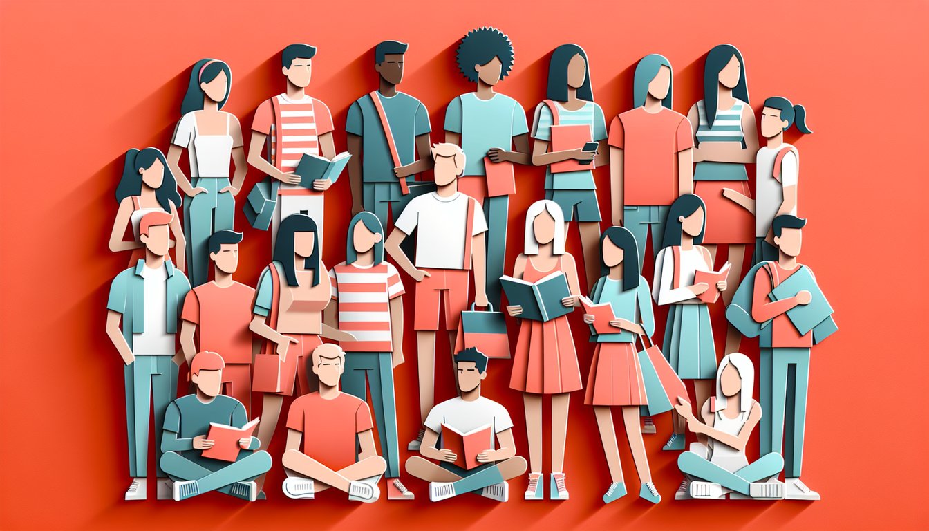 Paper art illustration for college transfer readiness quiz on coral background