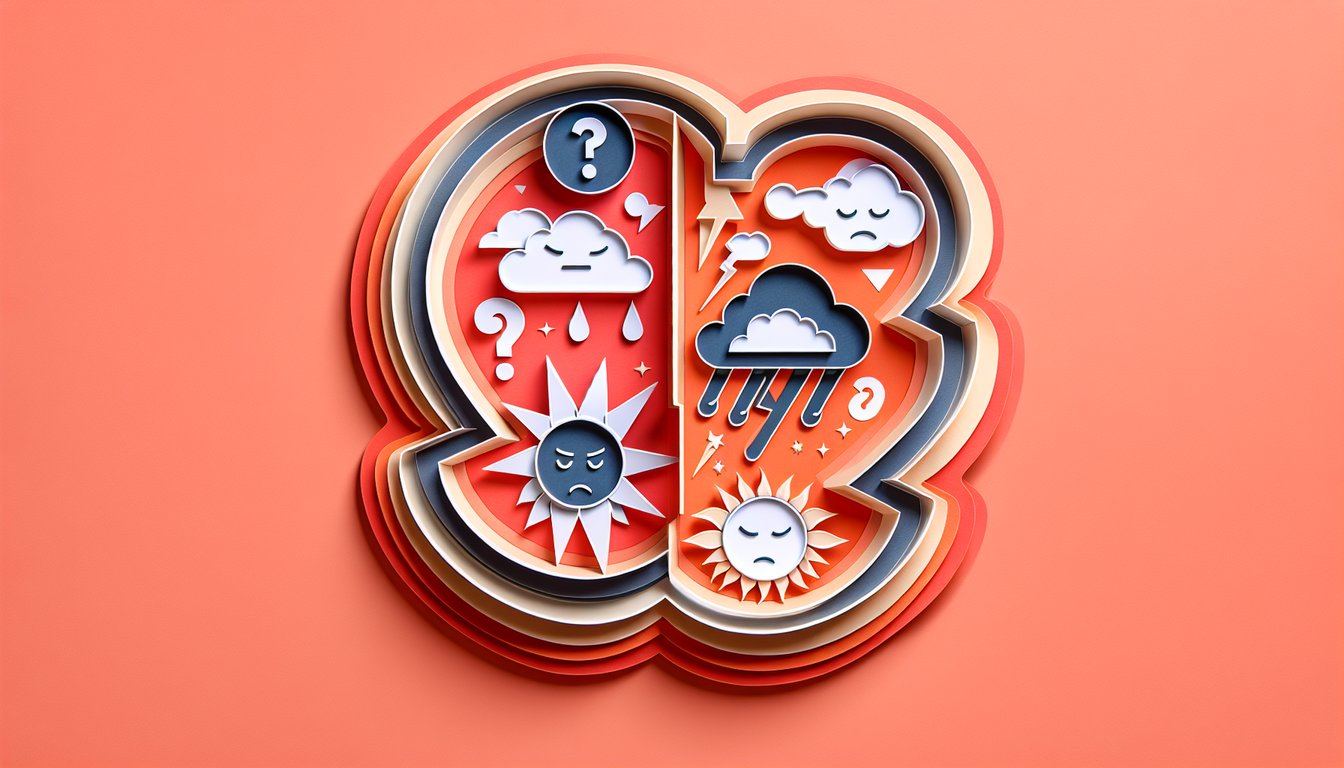 Paper art sisters back to back on coral background one frowning one looking away