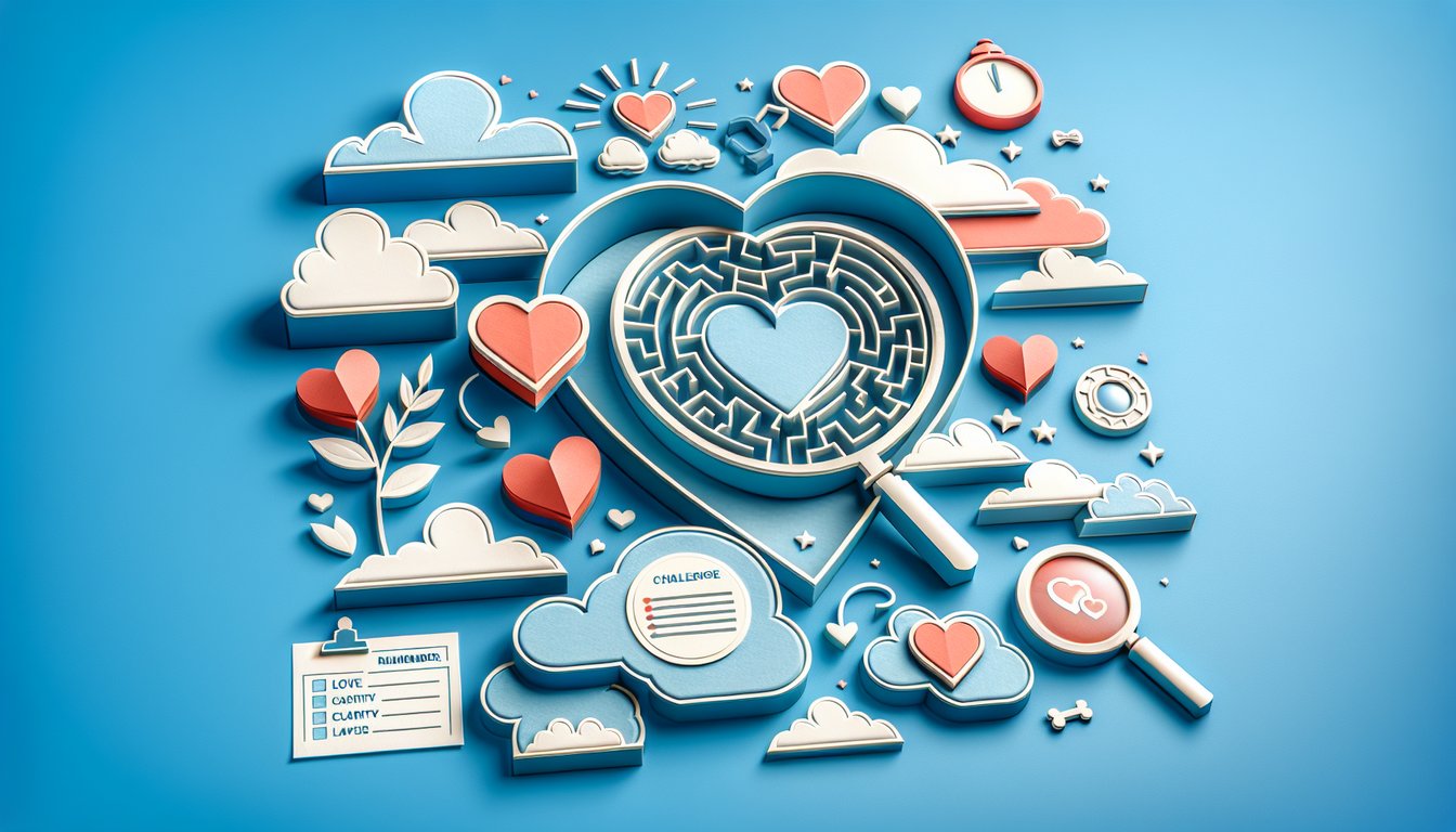 Paper art illustration for Do I Love My Boyfriend quiz with fun questions on sky blue background