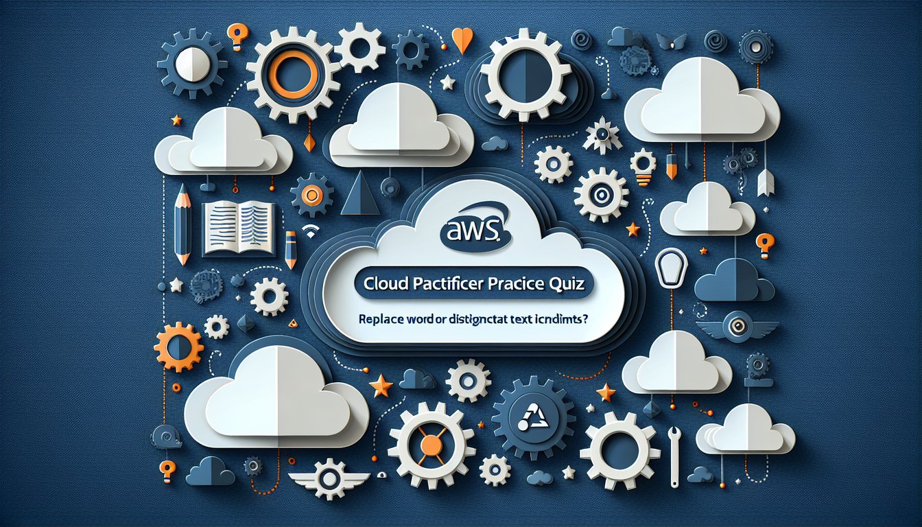 Colorful paper art depicting AWS Cloud Practitioner Practice Quiz theme.