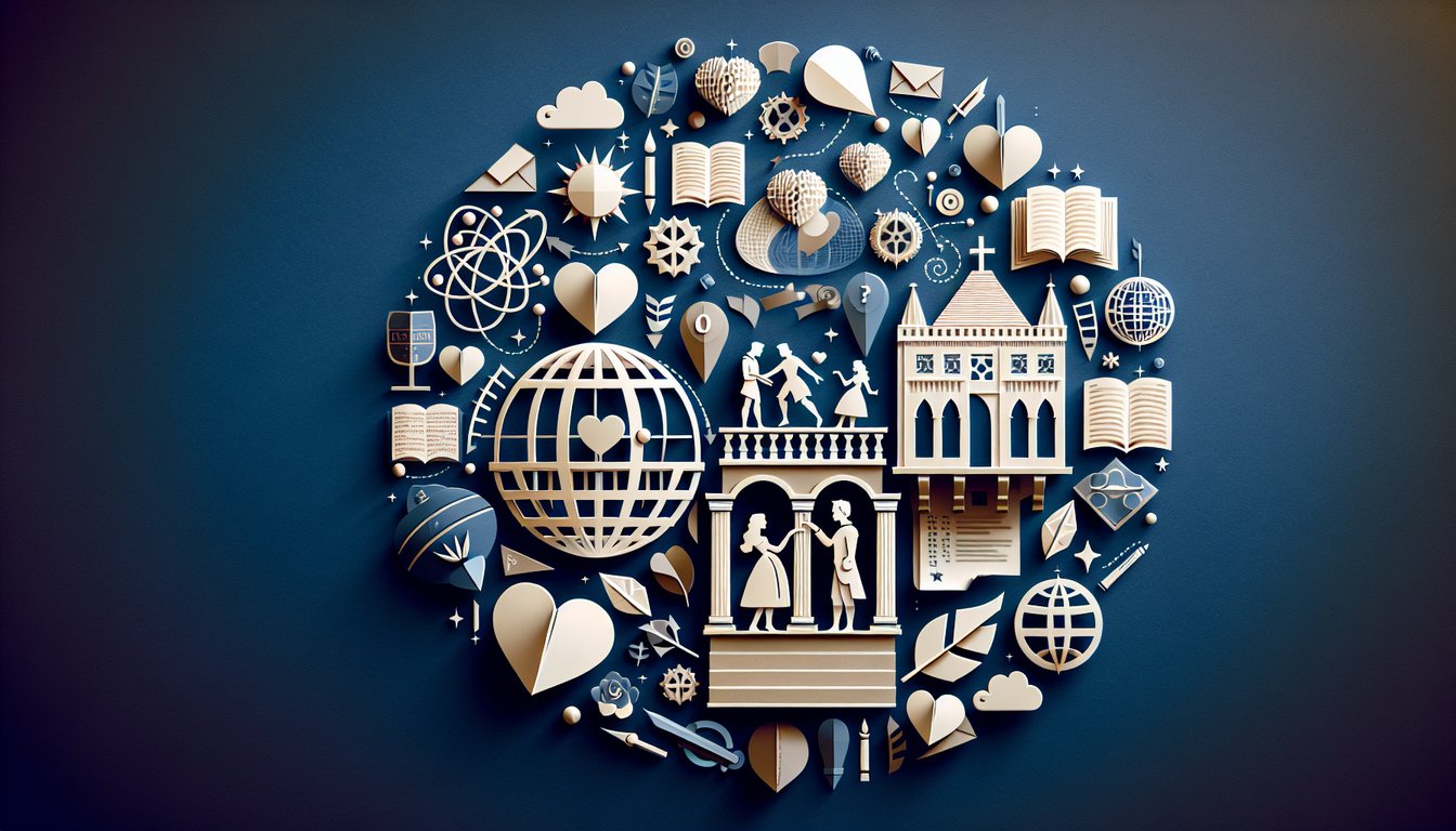 Paper art depicting a Shakespearean-themed trivia quiz for high school students.