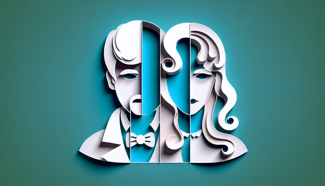 Paper art collage of Tim and Moby on teal background promoting free BrainPop personality quiz find your alter ego