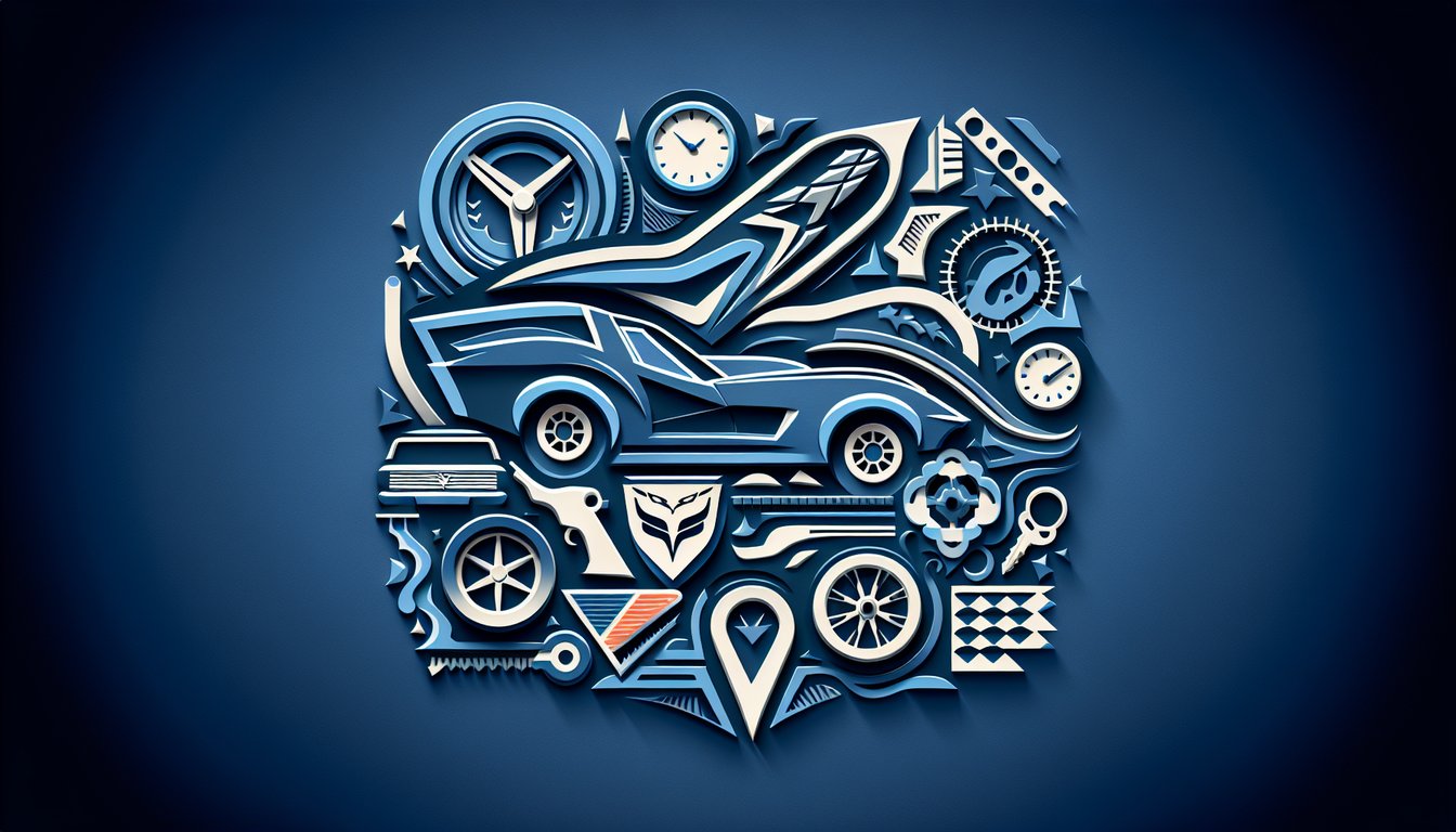 Paper art illustration for Corvette trivia quiz highlighting history and milestones on dark blue background