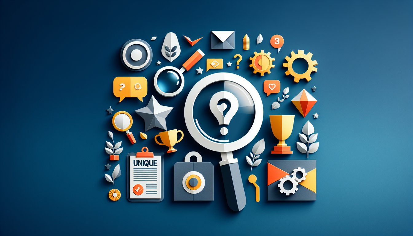 Colorful paper art illustrating a quiz on Unique Selling Proposition Assessment