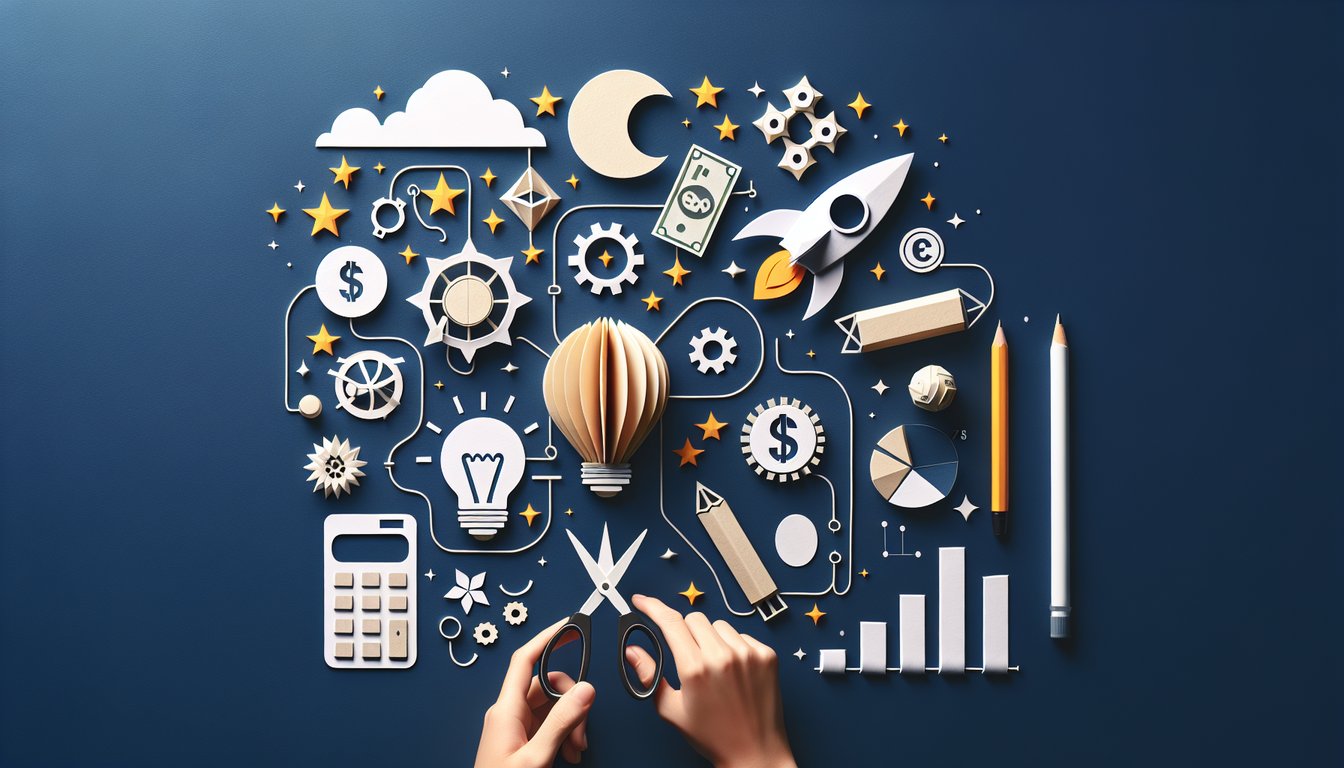 Colorful paper art illustrating a finance terminology quiz