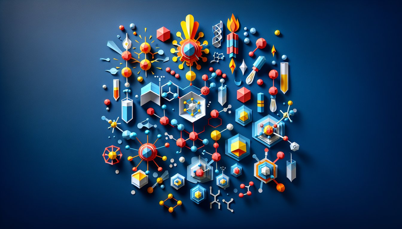 Colorful paper art promoting Redox Reaction Rumble, an interactive high school chemistry quiz.