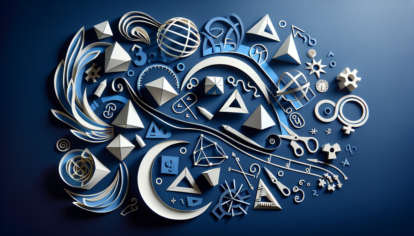 Colorful paper art promoting Unit 3 Geometry Showdown, a high school trivia quiz.