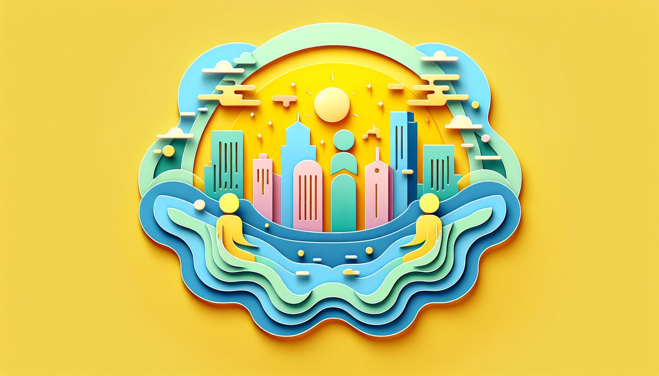 Paper art of three flying Powerpuff Girls on golden yellow background for personality quiz