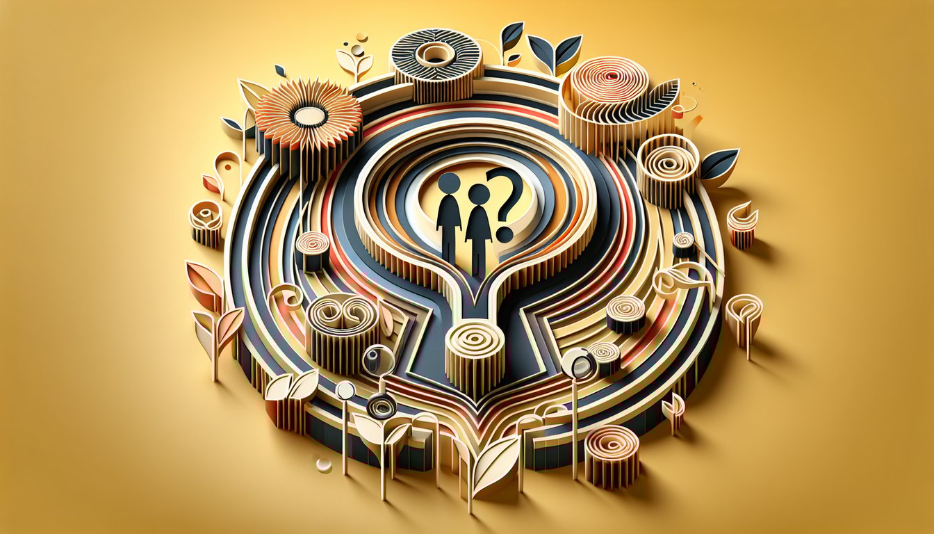 Paper art illustration for engagement readiness quiz on a golden yellow background