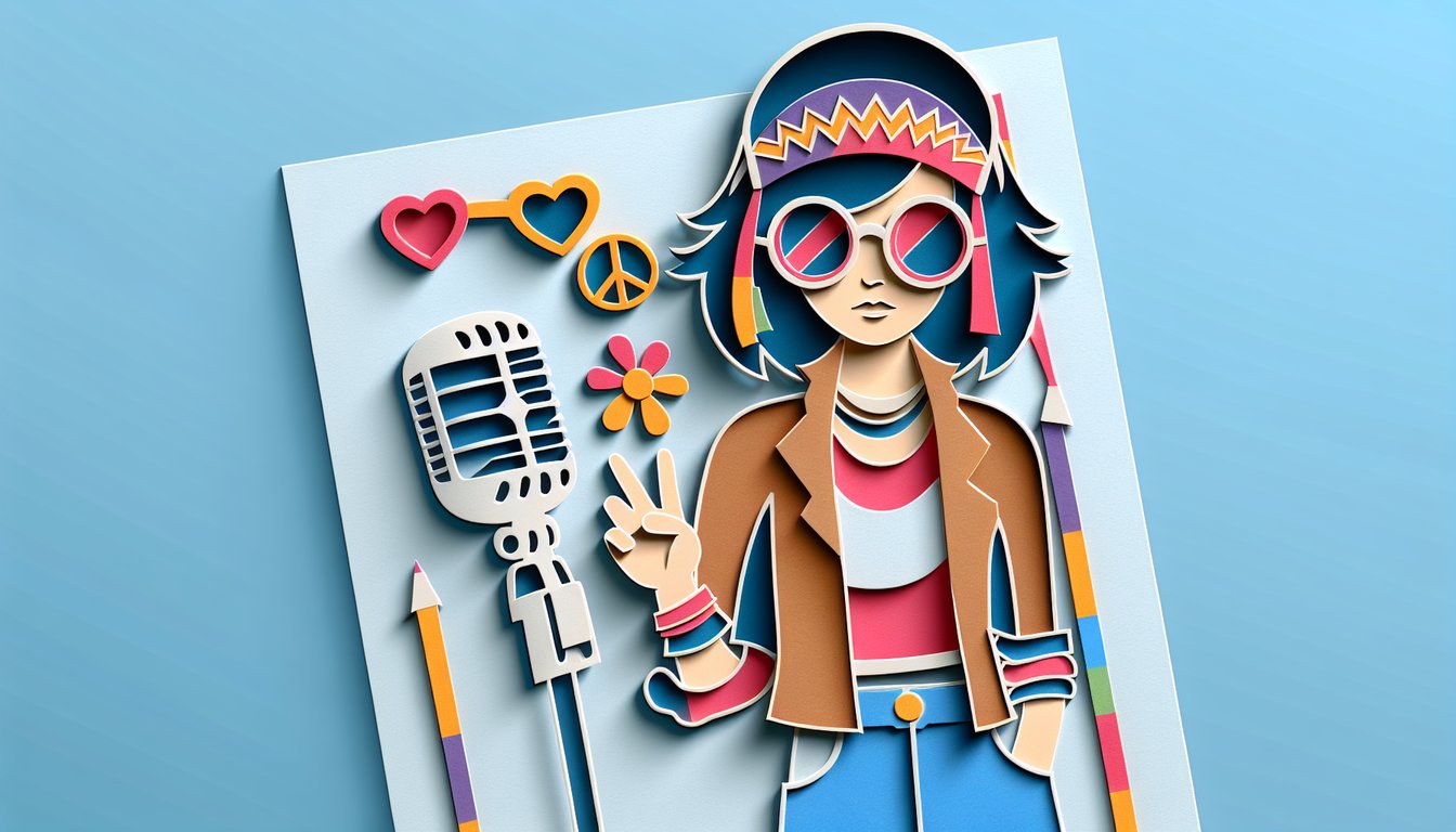 Paper art illustration for Hayley Smith trivia quiz with Dreamsmasher mask and American Dad icons on sky blue background