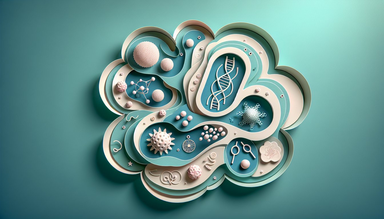 Paper art cells on teal background, biology quiz challenge on cancer and cytokinesis