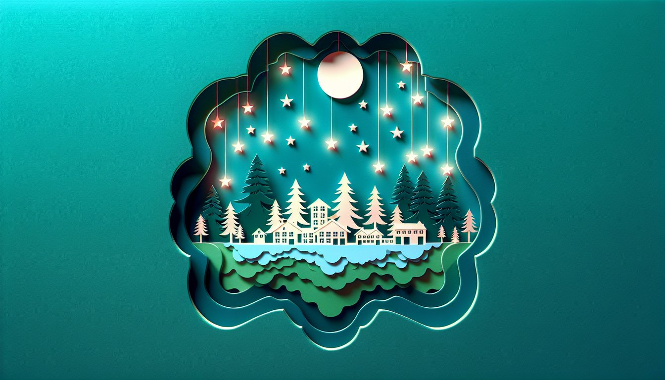 Paper art illustration for a Stranger Things themed personality quiz on teal background