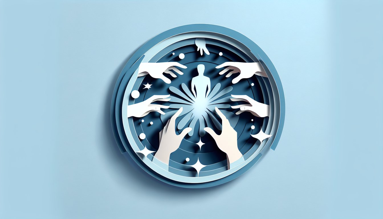 Paper art illustration for mutant power quiz on a sky blue background