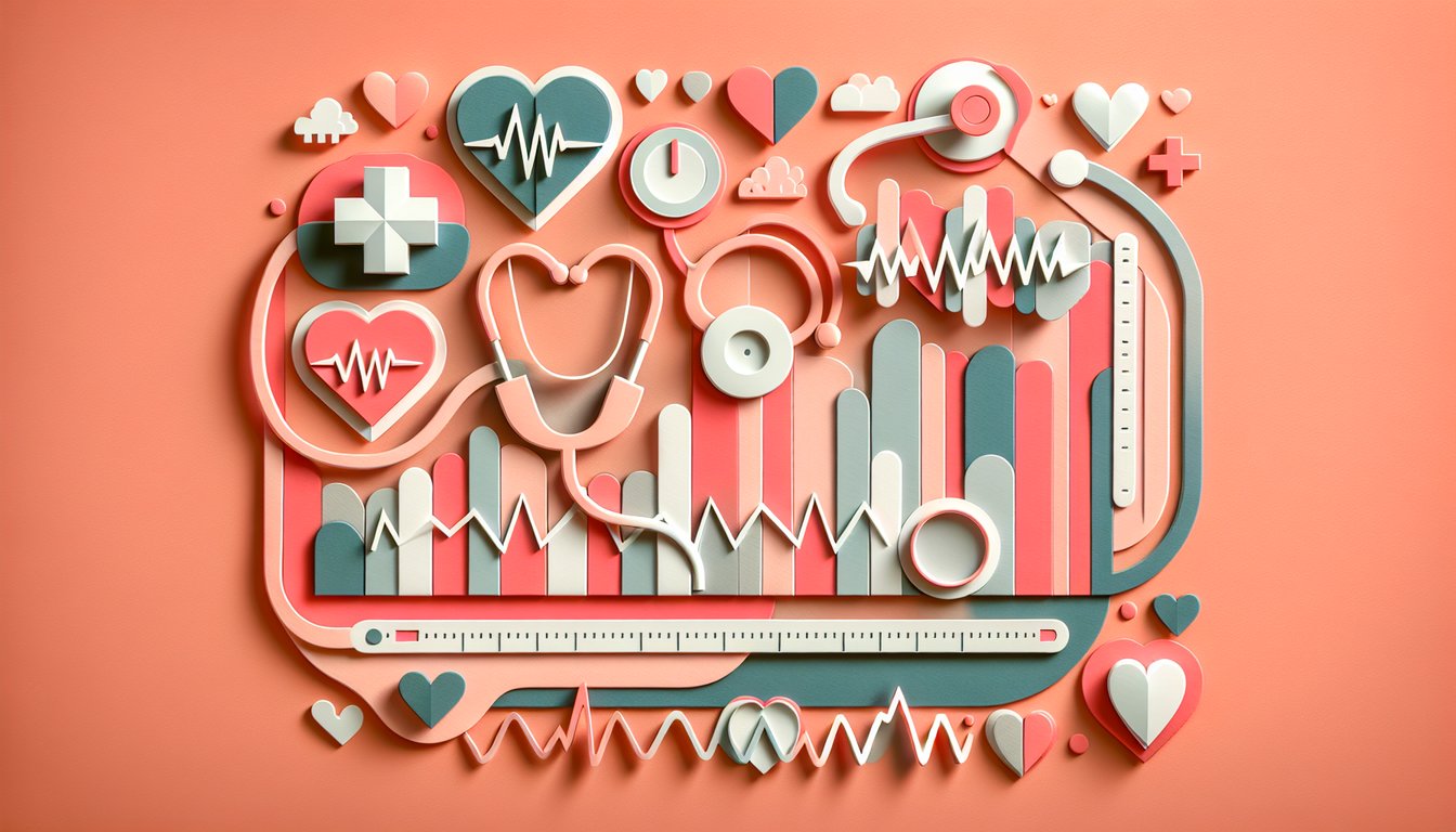 Paper art illustration for fetal monitoring strips quiz on a coral background