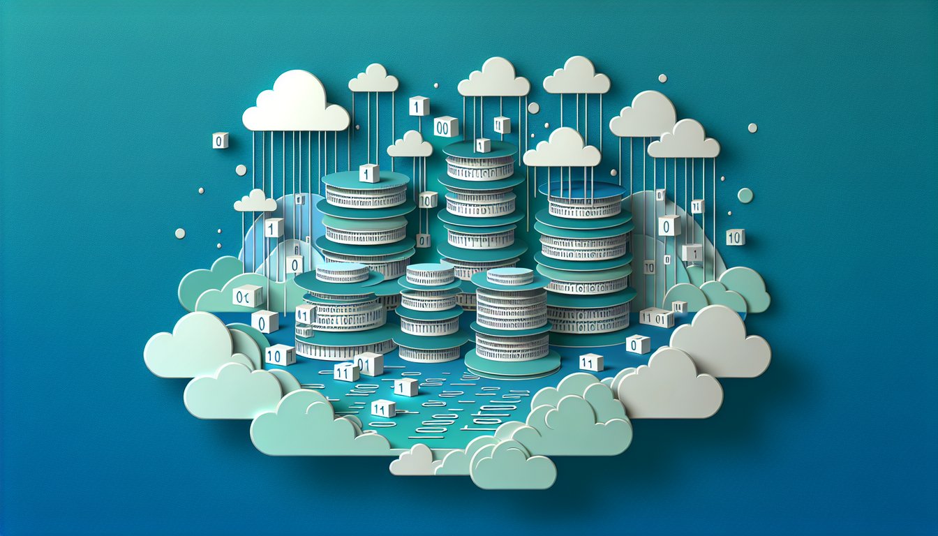Paper art style illustration of floating binary digits 0 and 1 forming a byte block and a quiz sheet over a teal background