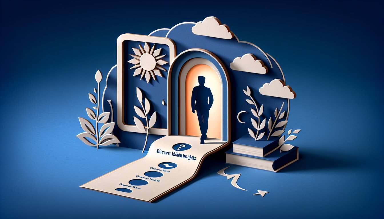Paper art illustration for quiz about self-perception and approachability on a dark blue background.