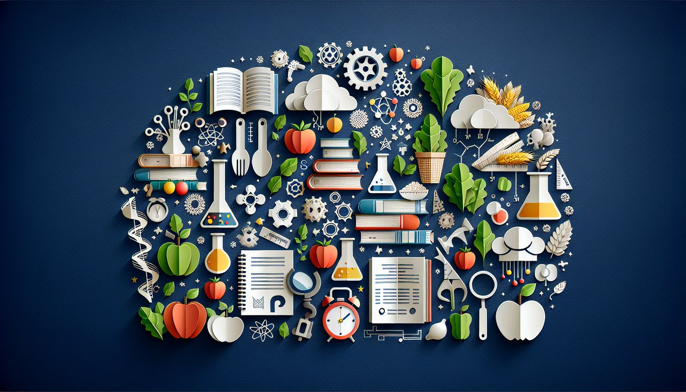 Paper art promoting Food for Thought, a trivia quiz for high school nutrition and culinary science students.