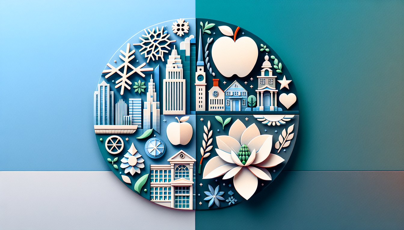 Paper art quiz illustration testing southern vs northern slang and vocab skills on teal background