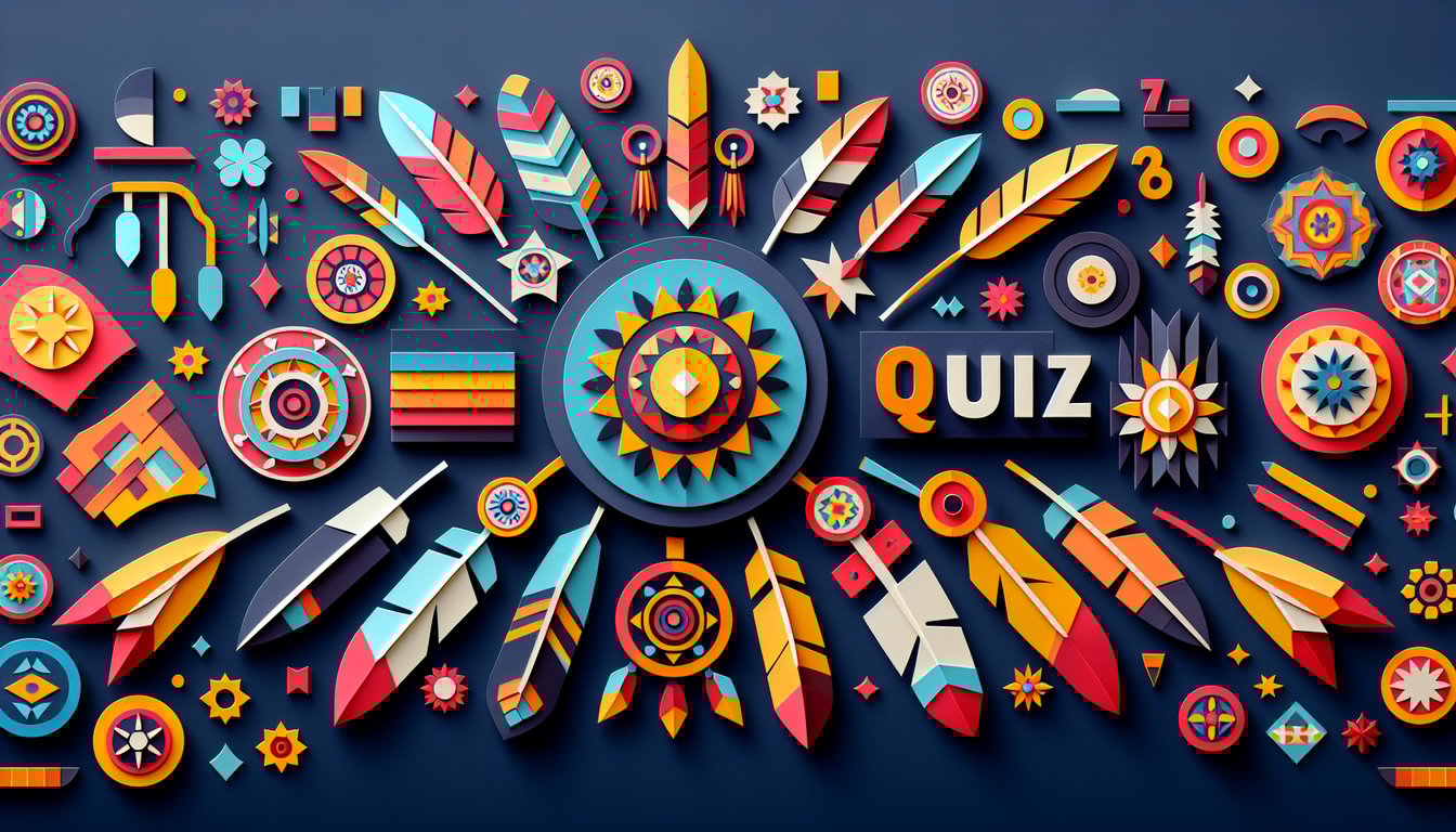 Colorful paper art promoting a quiz on First Nations Education Agreement