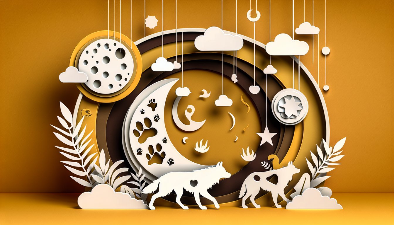 Paper art illustration for Teen Wolf personality quiz on a golden yellow background