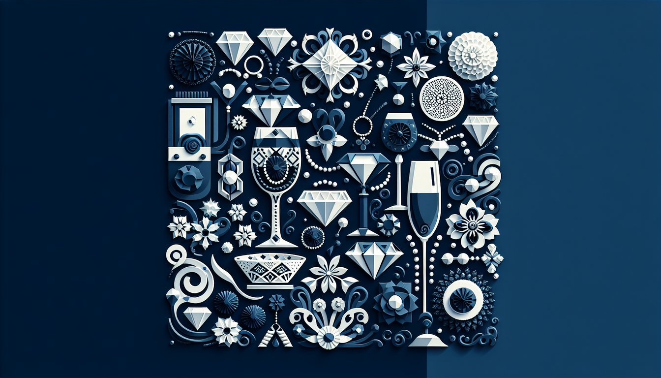Colorful paper art depicting a trivia quiz on Luxury Brand Knowledge Assessment.