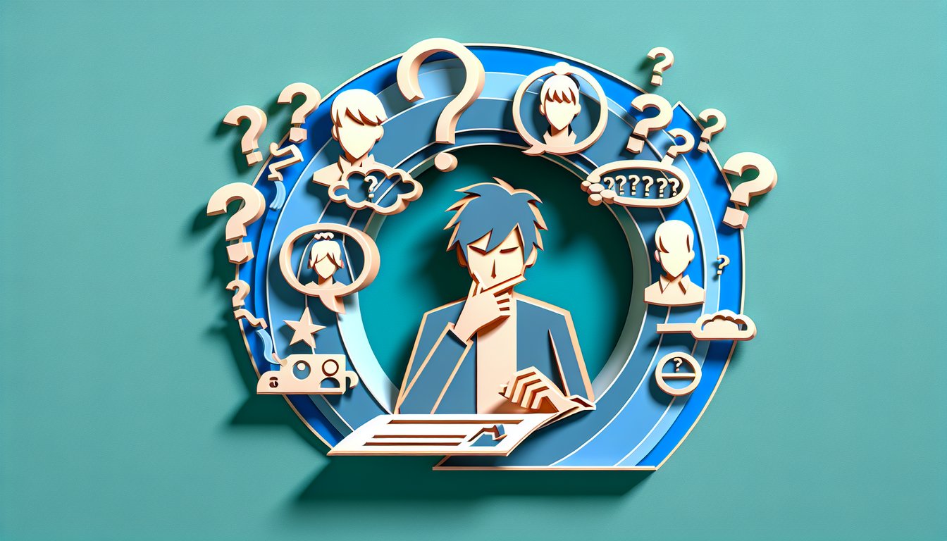 paper art silhouettes of anime characters on teal background with quiz title text bubbles and folded paper elements