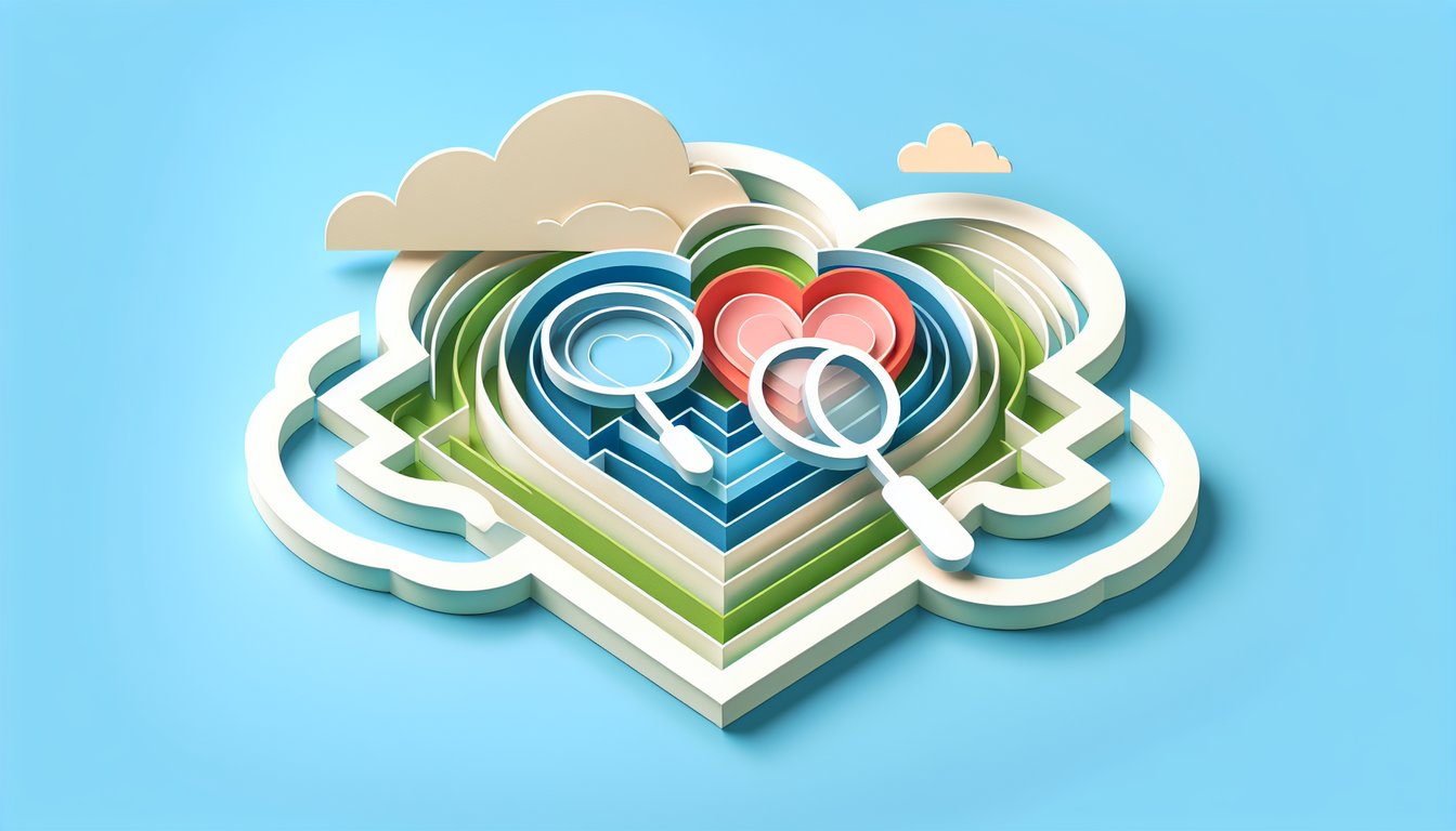 Paper art illustration for bisexual quiz on sky blue background