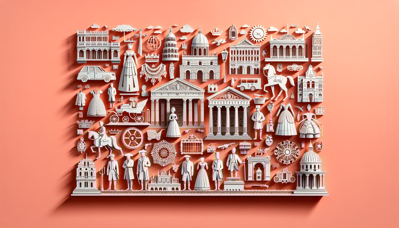 Paper art illustration for personality matching quiz with historical figures on coral background
