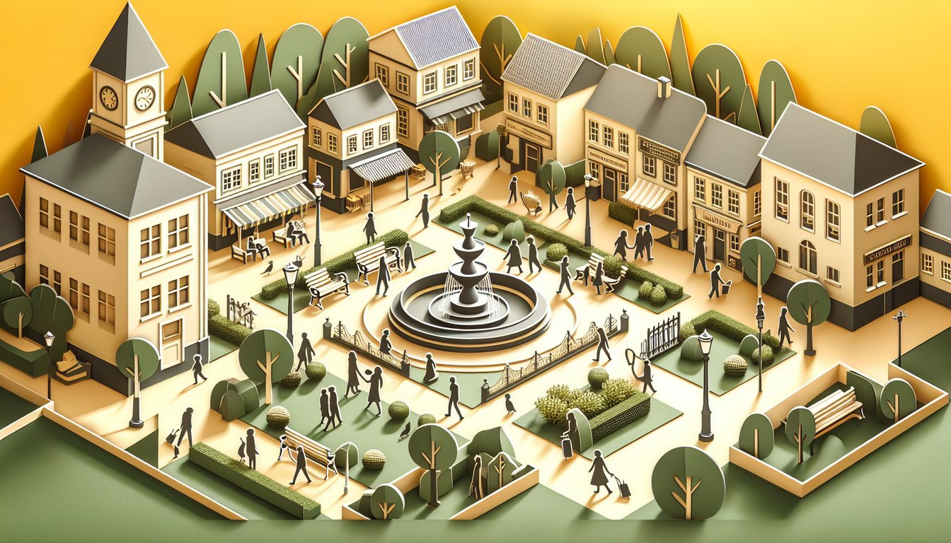 Paper art illustration for South Park personality quiz on a golden yellow background