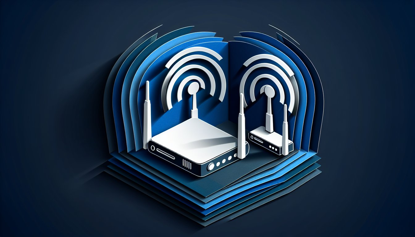 Paper art layered wifi icons symbolizing evil twin threat alongside CompTIA network quiz text on dark blue background