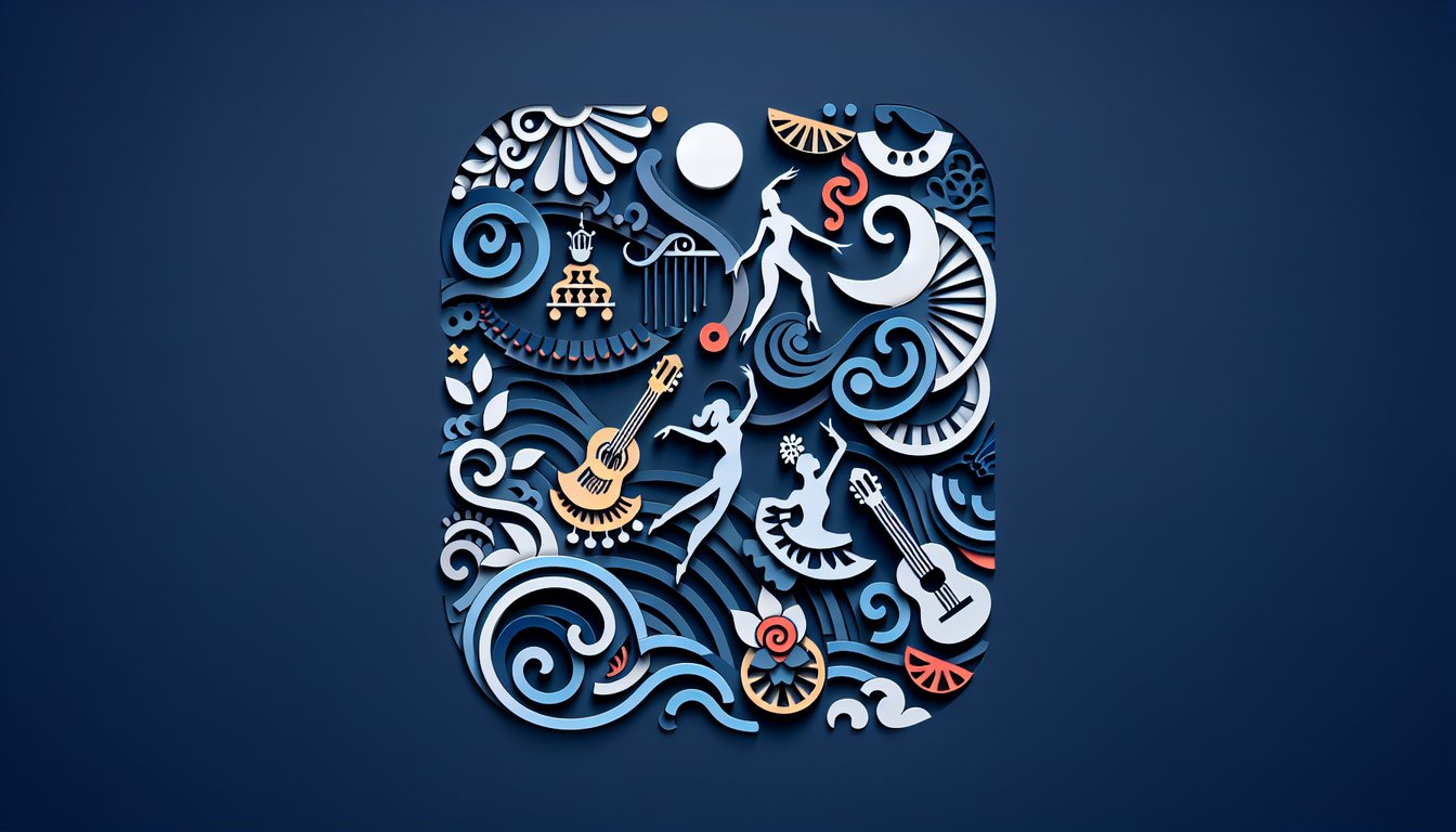 Paper art illustration for a Spanish preterite vs imperfect quiz on dark blue background
