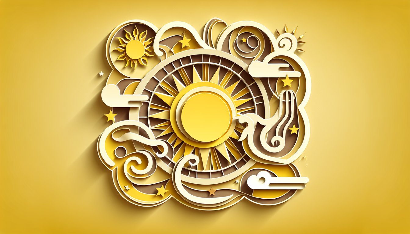 Paper art style zodiac wheel and stars over golden yellow background promoting free Queen Naija zodiac quiz