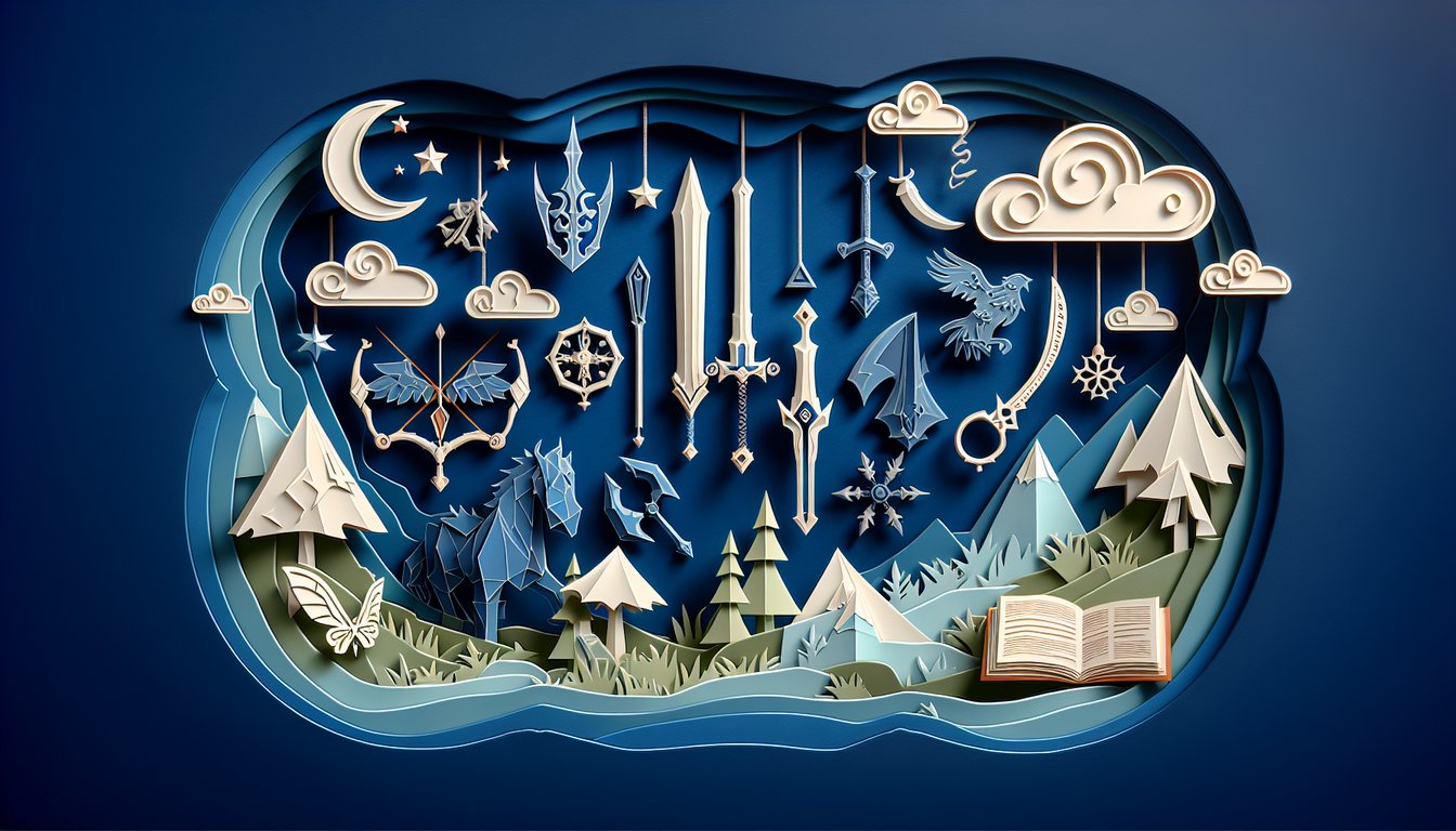 Paper art illustration for WoW class quiz on a dark blue background