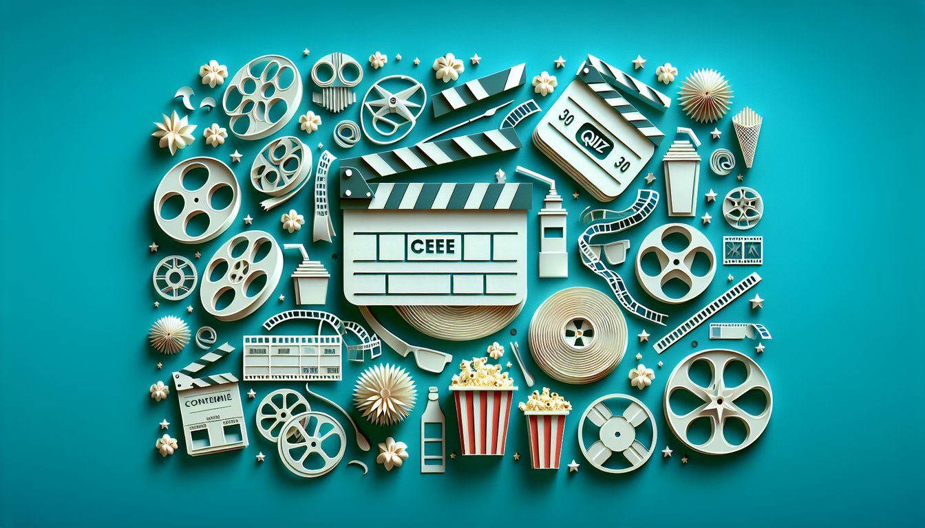 Paper art shapes and quiz icons on teal background for Blind Side film trivia challenge.