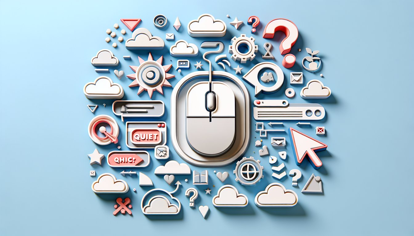 paper art illustration of playful online quiz icons laptop pencil checklist, clouds on sky blue background
