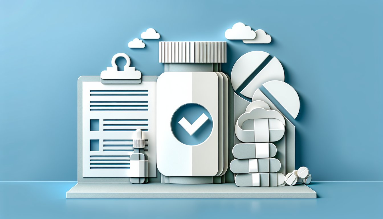 Paper art illustration for medication history quiz on sky blue background